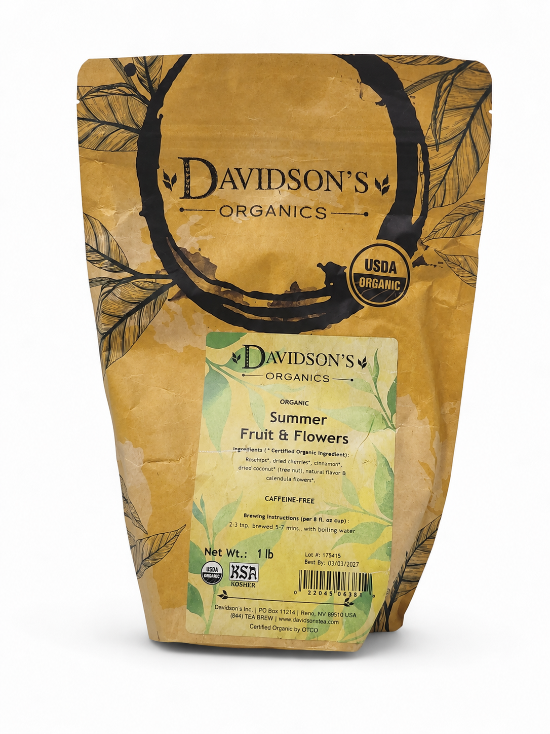 Té Orgánico de Frutas y Flores Sin Cafeína 1 lb.