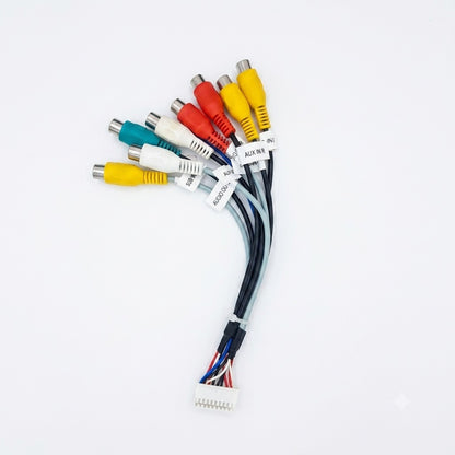 Arnés de cables RCA de 20 pines diseñado específicamente para unidades principales estéreo Android de automóviles.
