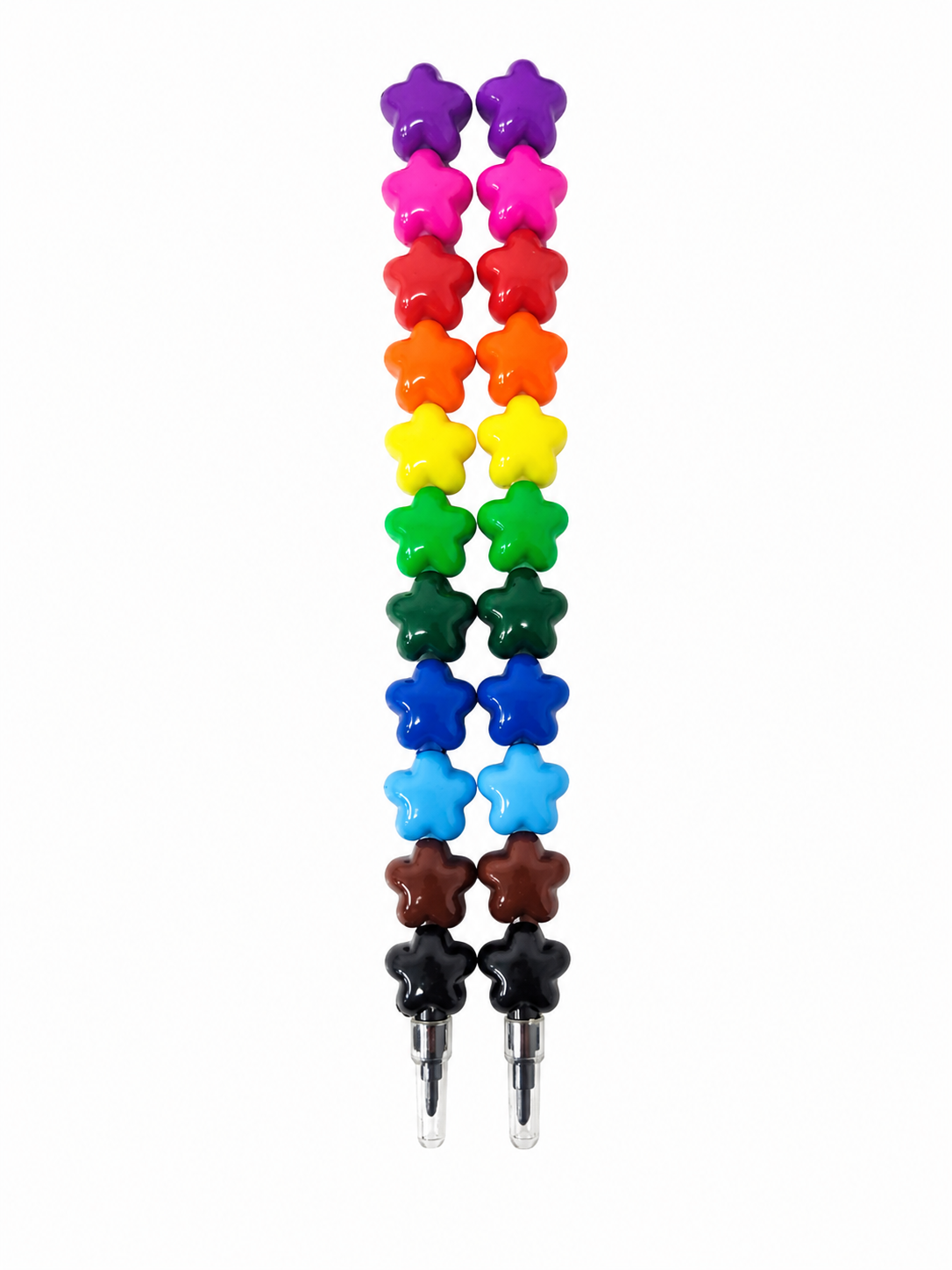 Bolígrafos Decorativos con Cuentas de Estrella Multicolor, Set de 2 Unidades.