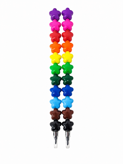 Bolígrafos Decorativos con Cuentas de Estrella Multicolor, Set de 2 Unidades.