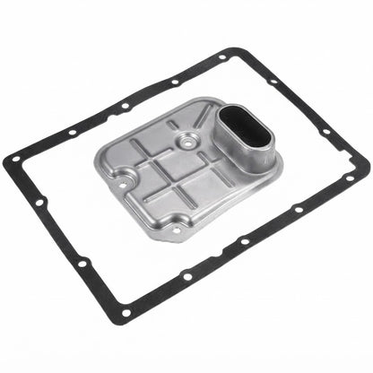 Kit que incluye un filtro de transmisión automática metálico y su junta de goma correspondiente.