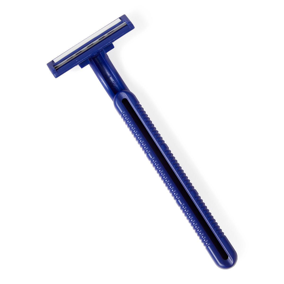 Pack de 50 maquinilla de afeitar desechable Gillette Sensor2 cuenta con un diseño de doble hoja.