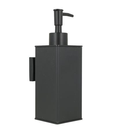 Dispensador de jabón de pared de acero inoxidable con acabado en negro mate