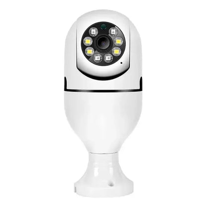 Cámara de seguridad WiFi con diseño tipo bombilla socket E27 para instalación sencilla.