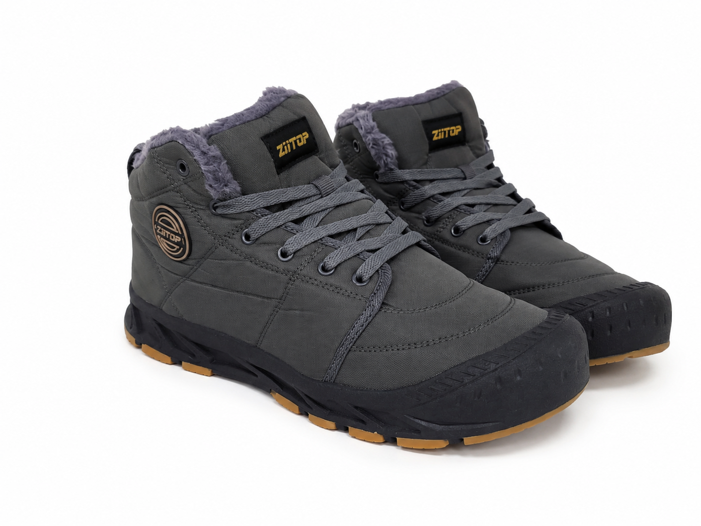 Botas Térmicas de Invierno para Hombre con Forro Afelpado Gris. (talla 44)