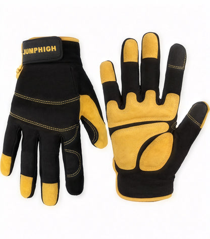 Guantes de trabajo, diseñados con un cierre de velcro ajustable.
