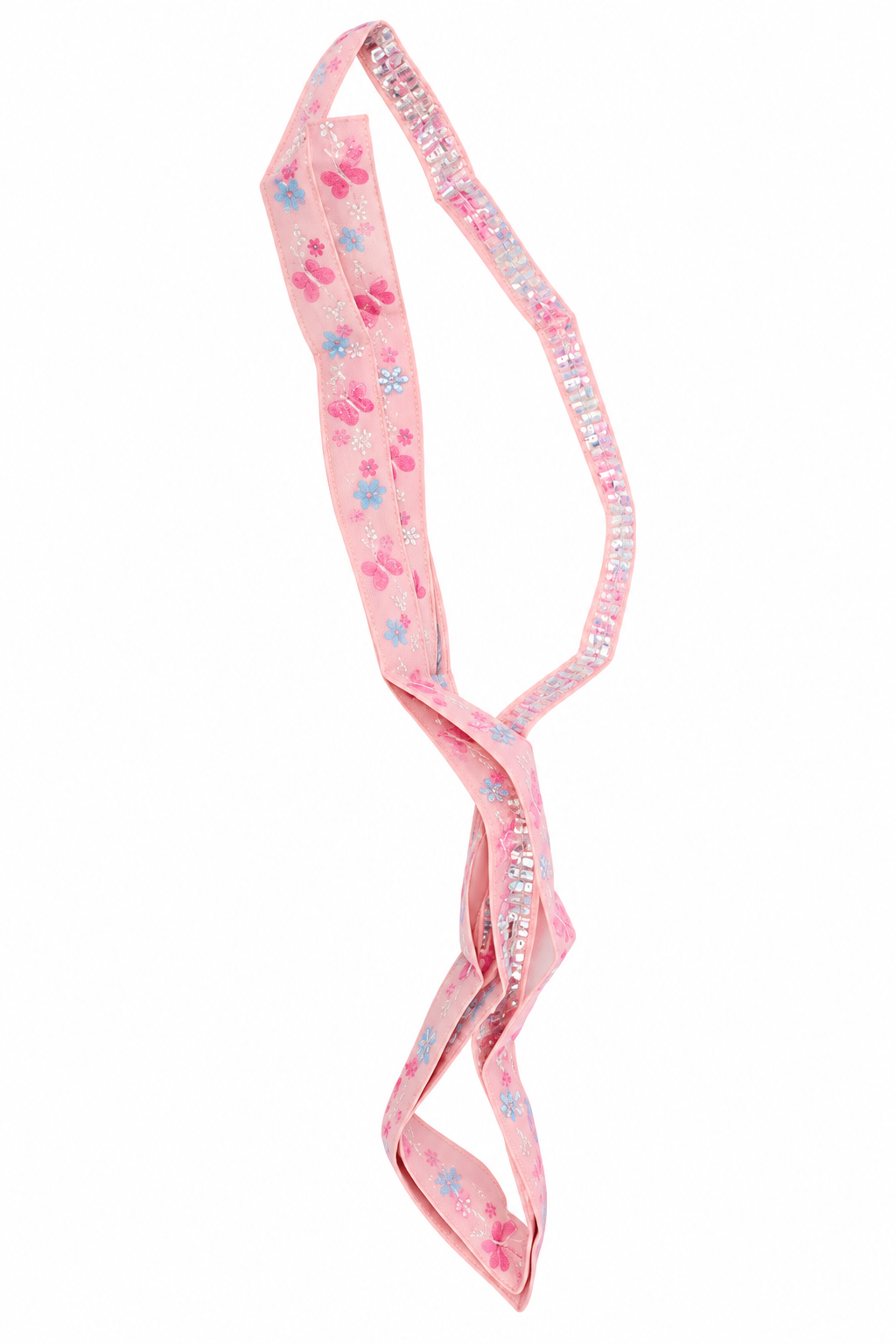Cinta Decorativa Rosa con Diseño de Flores, Mariposas y Detalles Brillantes.
