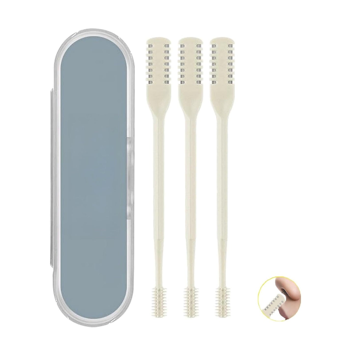 Kit de recortadores de vello nasal manuales 2 en 1 con cuchillas de doble cara para un uso seguro.