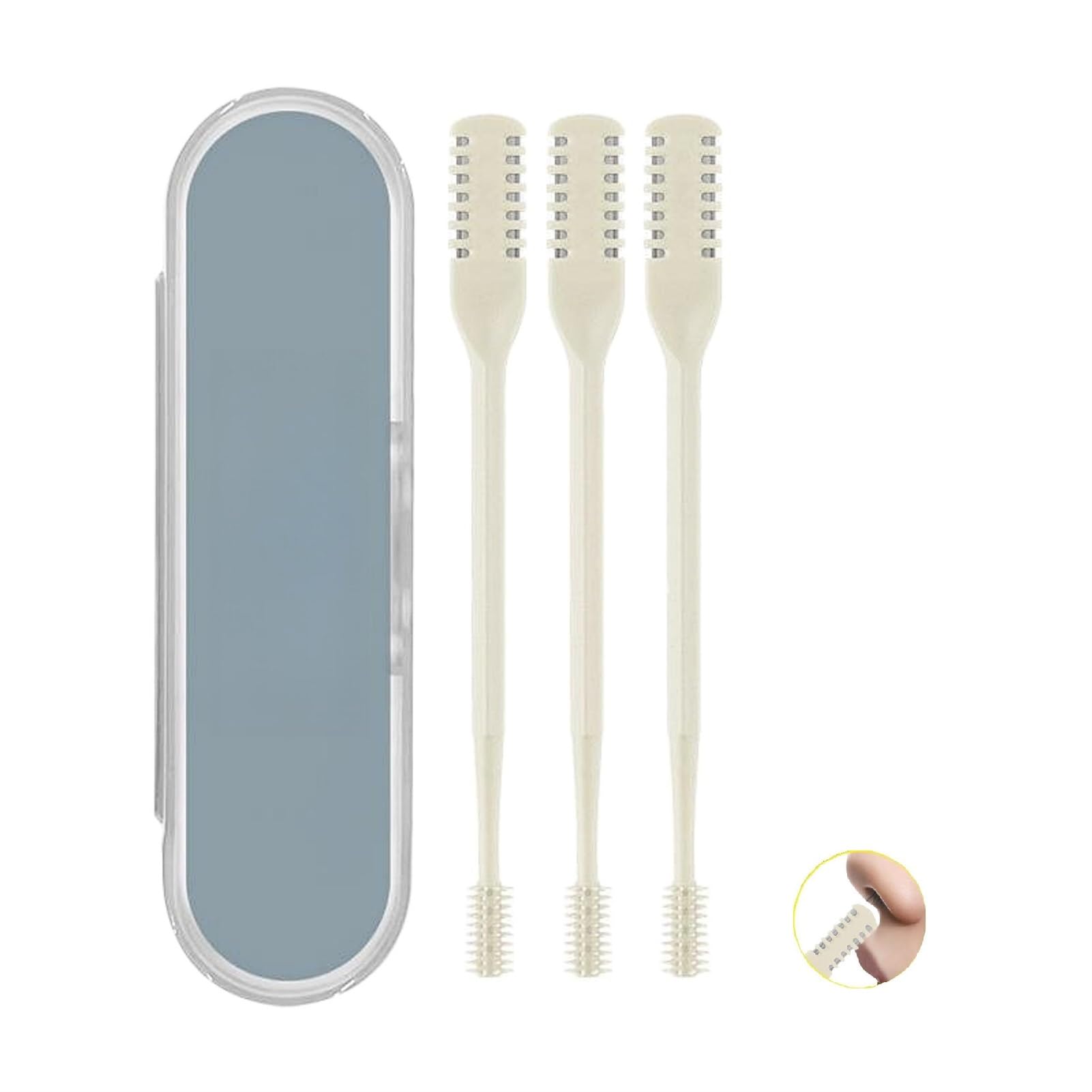 Kit de recortadores de vello nasal manuales 2 en 1 con cuchillas de doble cara para un uso seguro.