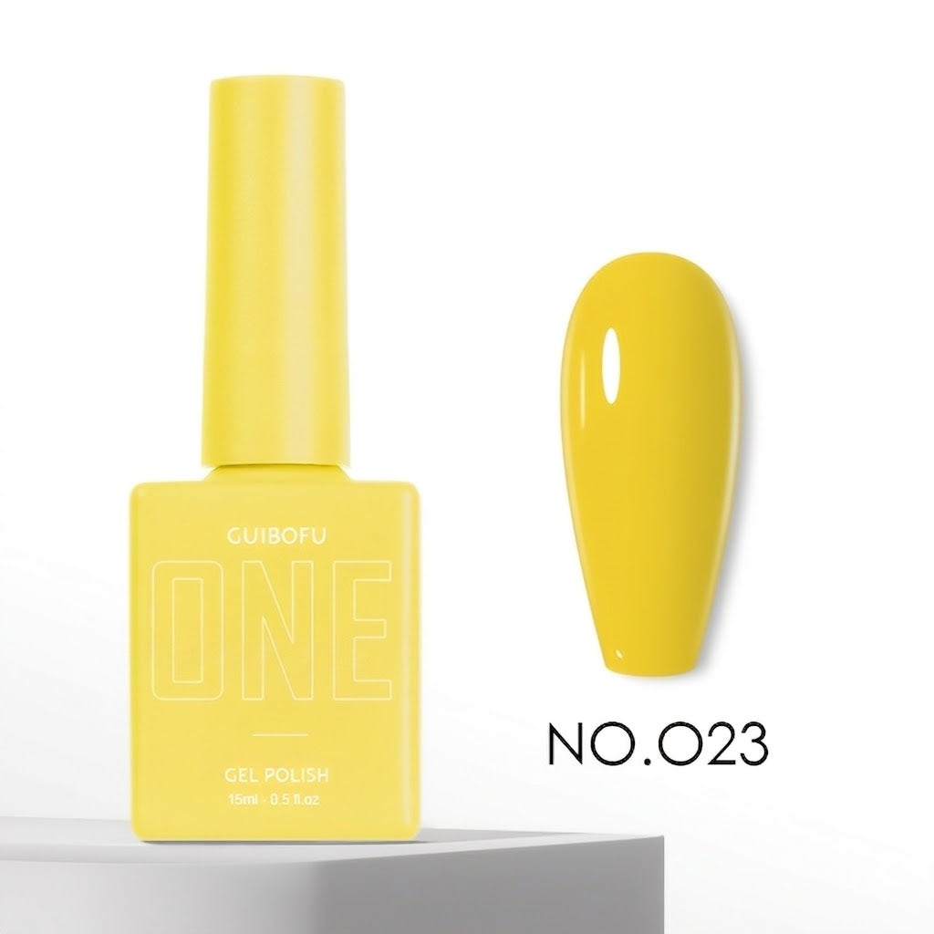 Botella de esmalte de uñas en gel amarillo 023.
