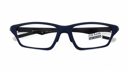 Lentes de lectura rectangulares azul oscuro con aumento +2.50.