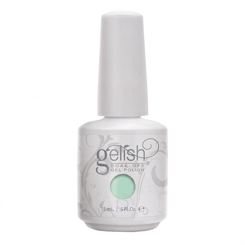Esmalte de gel semipermanente de color verde menta o pastel, frecuentemente comercializado como parte de colecciones de primavera o tonos Pistachio