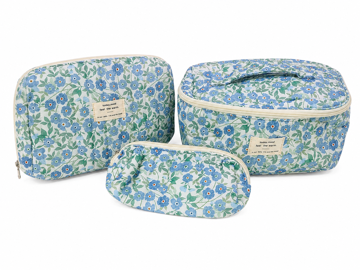 Juego de Neceseres Organizadores con Estampado Floral de 3 Piezas.