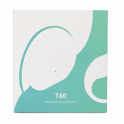 Audífonos inalámbricos Bluetooth T60 con estuche de carga.