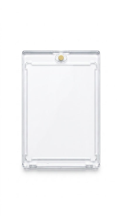 Pack de 25 estuche magnético transparente diseñado para proteger tarjetas coleccionables como Pokémon o tarjetas deportivas.