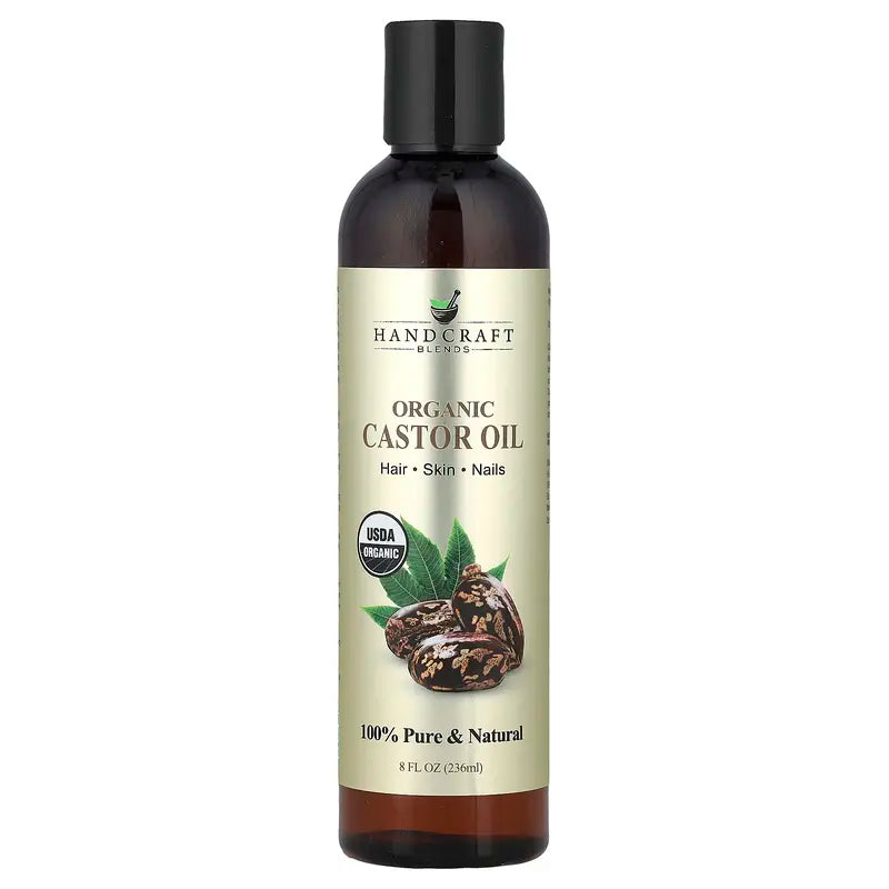 Aceite de ricino orgánico, diseñado para el cuidado de cabello, piel y uñas.