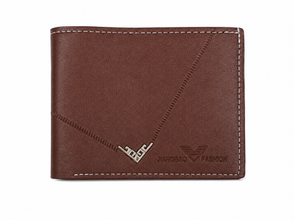 Billetera plegable para hombre de cuero sintético color café.
