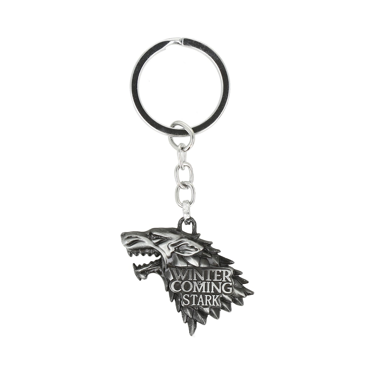 Llavero de metal emblema de lobo huargo de la Casa Stark (Game of Thrones)