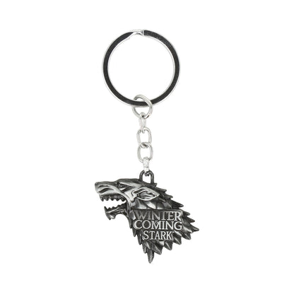 Llavero de metal emblema de lobo huargo de la Casa Stark (Game of Thrones)