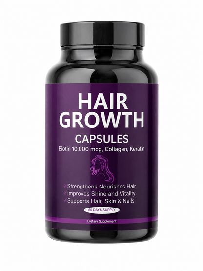 Suplemento Alimenticio para Crecimiento y Fortalecimiento del Cabello en Cápsulas.