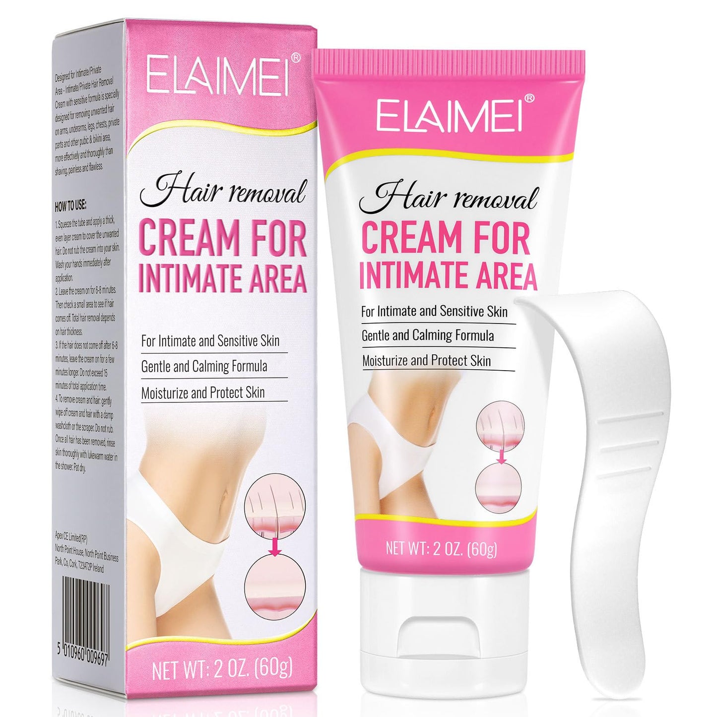 Crema depilatoria diseñada para zonas íntimas.