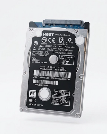 Disco duro interno HGST de 500 GB, para computadoras portátiles.
