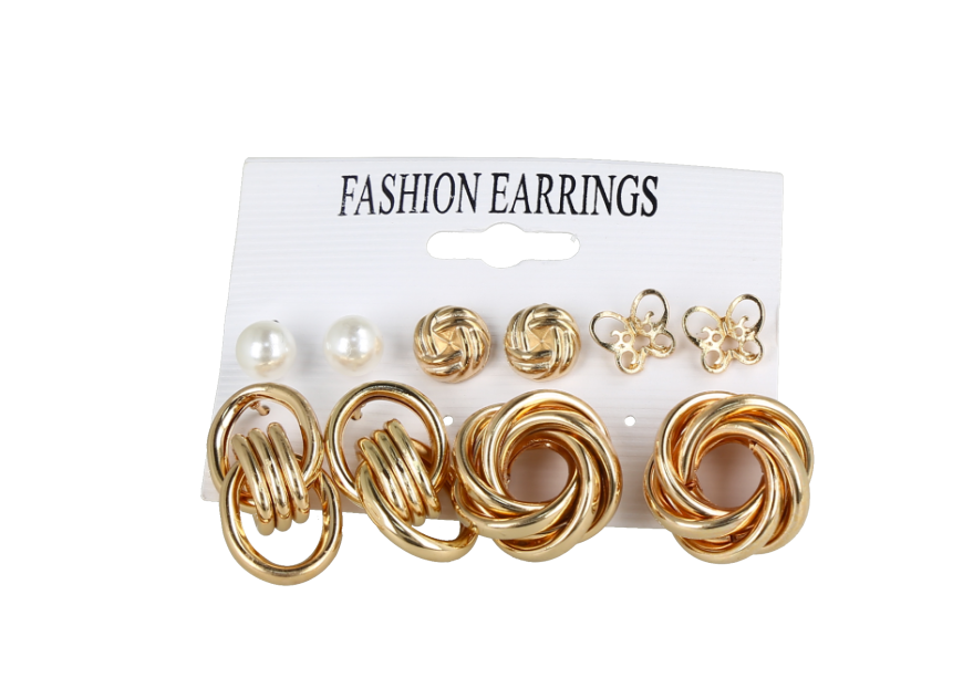 set de aretes color dorado fashion