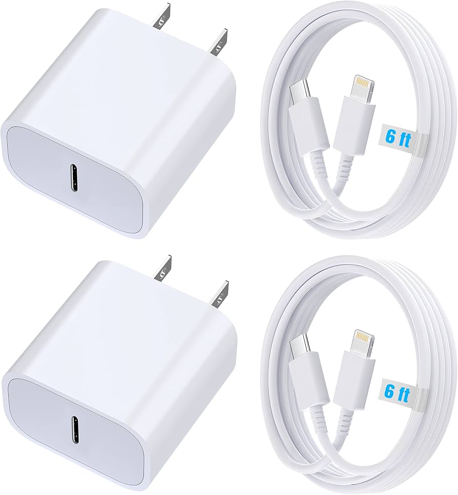 Kit de dos adaptadores de corriente Apple USB-C de 20W y dos cables USB-C a Lightning