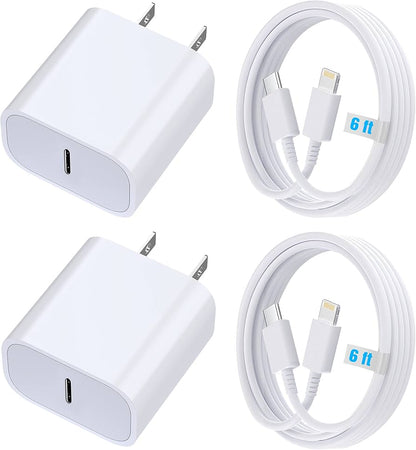 Kit de dos adaptadores de corriente Apple USB-C de 20W y dos cables USB-C a Lightning