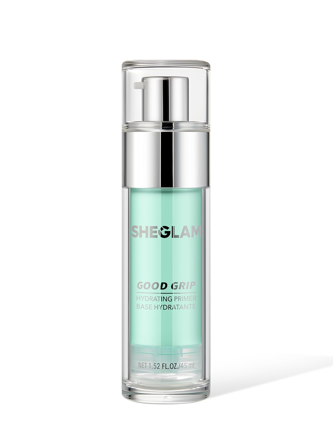 Primer de maquillaje con fórmula en gel verde.