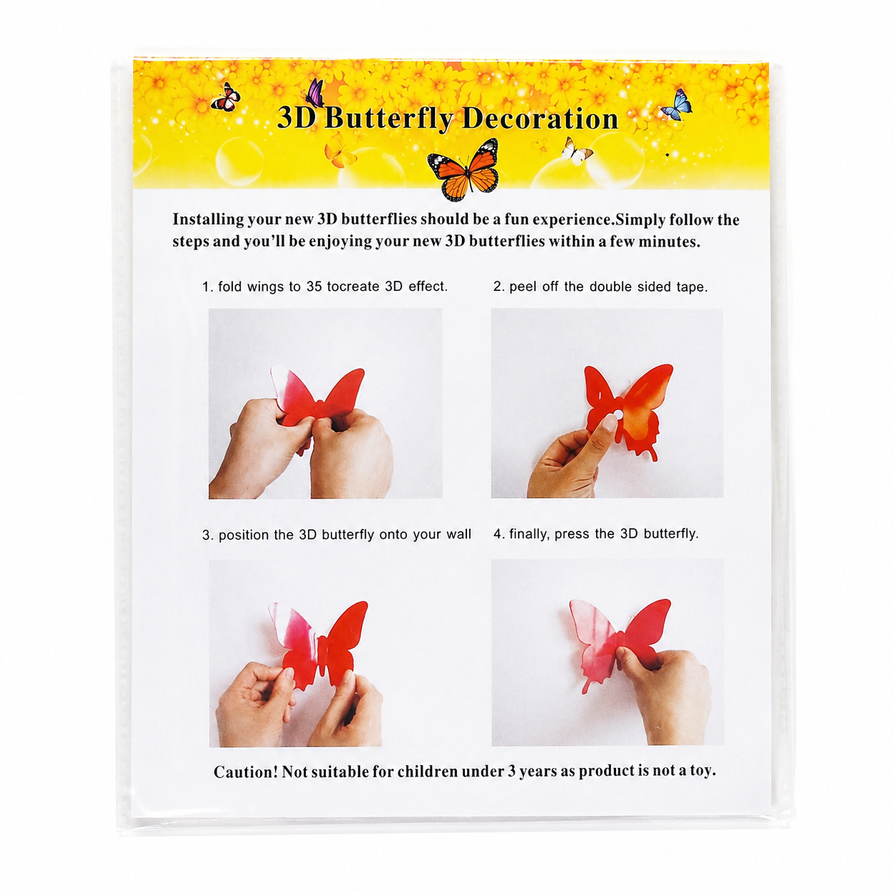 Juego de decoración de mariposas 3D autoadhesivas para pared.