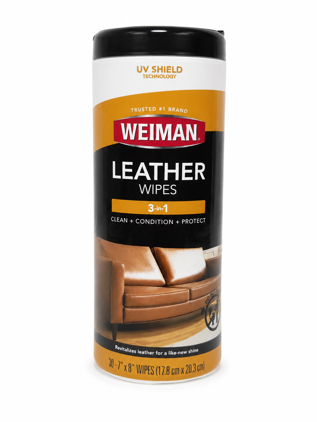 Toallitas para Limpieza y Acondicionamiento de Cuero 3 en 1 con Protección UV, Envase de 30 Toallitas.