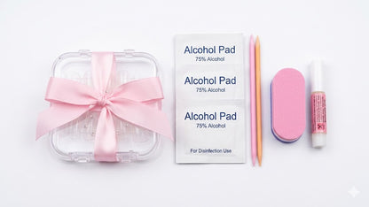 Kit de Manicura Integral con juego de herramientas para uñas incluye toallitas de alcohol al 75% para desinfección y preparación de la superficie.