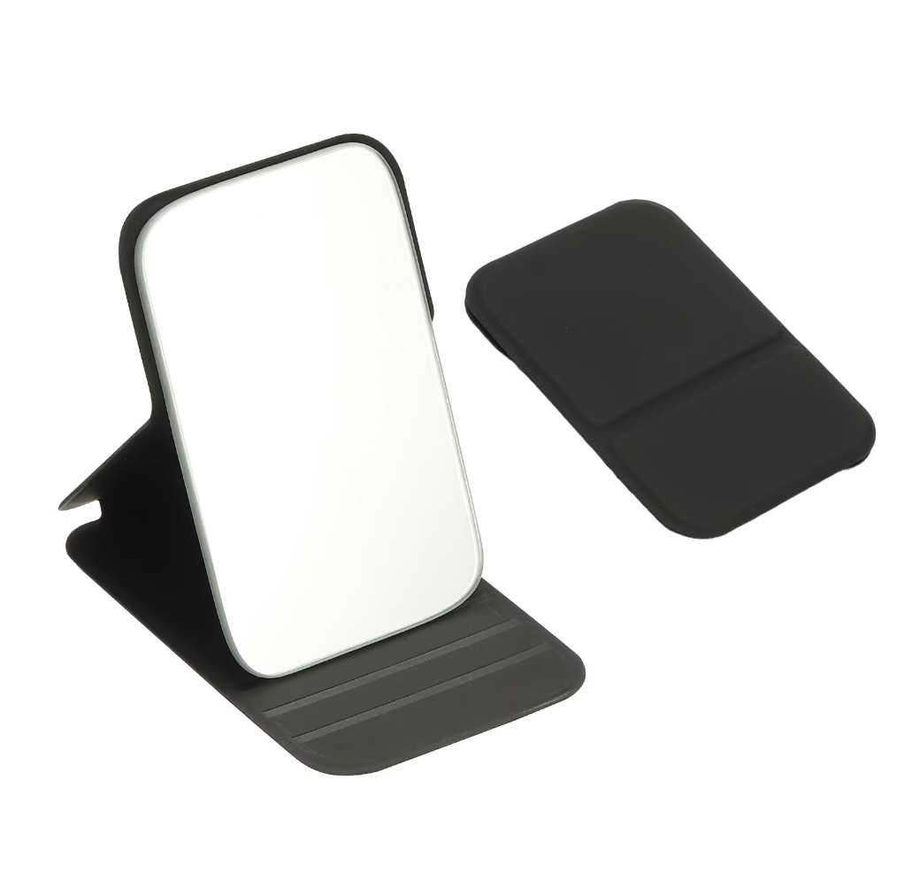 Espejo de maquillaje portátil y plegable.