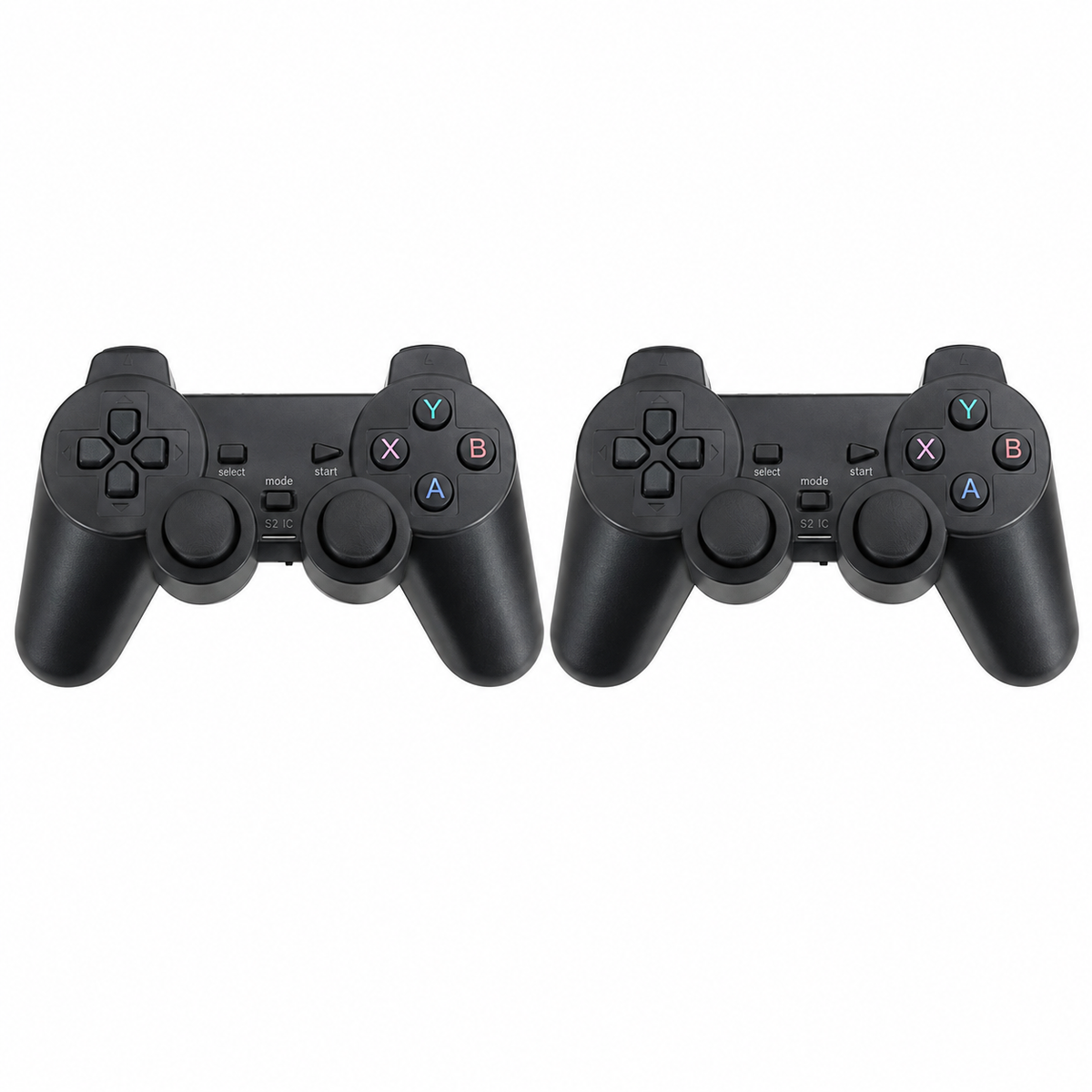 Set de 2 controles inalámbricos negros de repuesto para consola retro HDMI 4K.