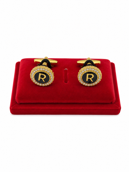 Gemelos Elegantes con Letra R y Detalles Brillantes.
