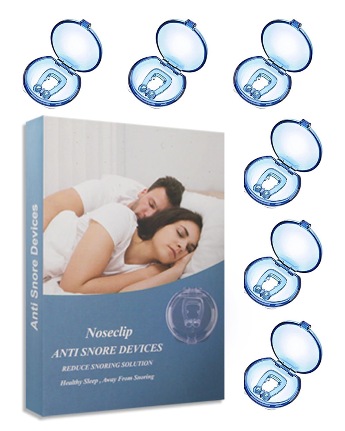 Dispositivo antironquidos en forma de clip nasal de silicona.