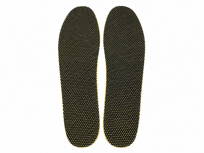 Plantillas para calzado transpirables con diseño de malla antideslizante en color negro y amarillo, talla 43.