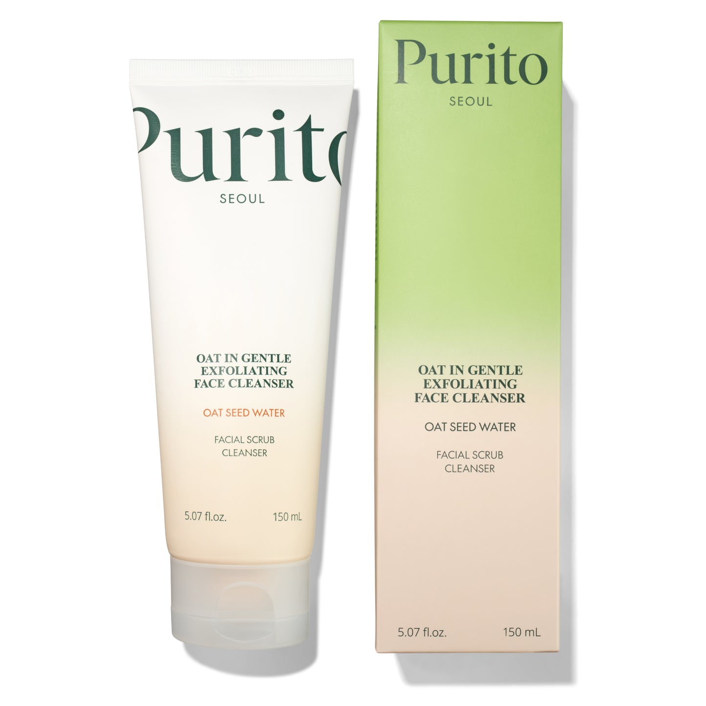 Limpiador facial exfoliante suave, diseñado con agua de semilla de avena para calmar e hidratar la piel