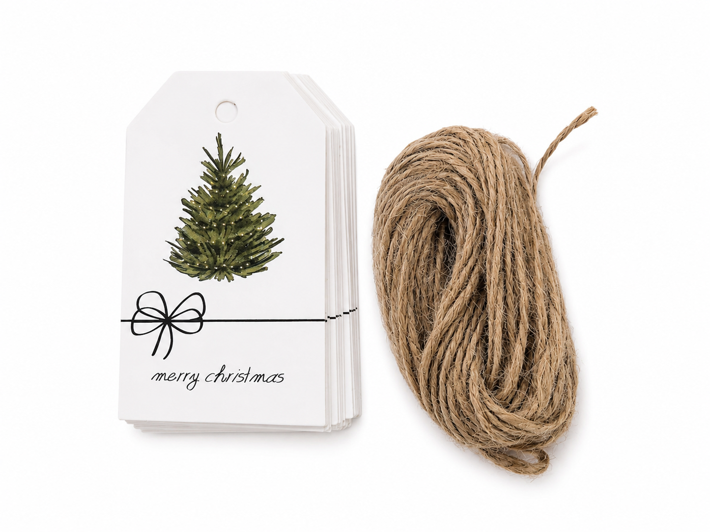 Etiquetas Colgantes Navideñas para Regalos con Cuerda de Yute.