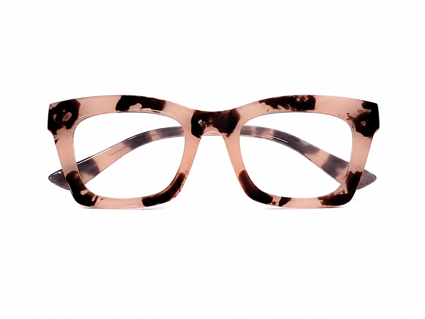 Montura para Gafas de Diseño Cuadrado Color Rosa Carey.