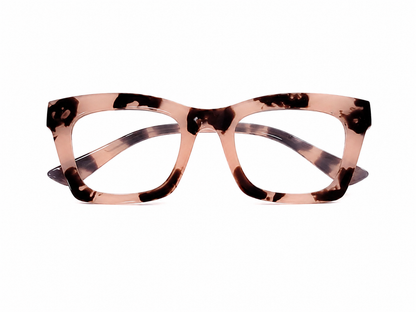 Montura para Gafas de Diseño Cuadrado Color Rosa Carey.