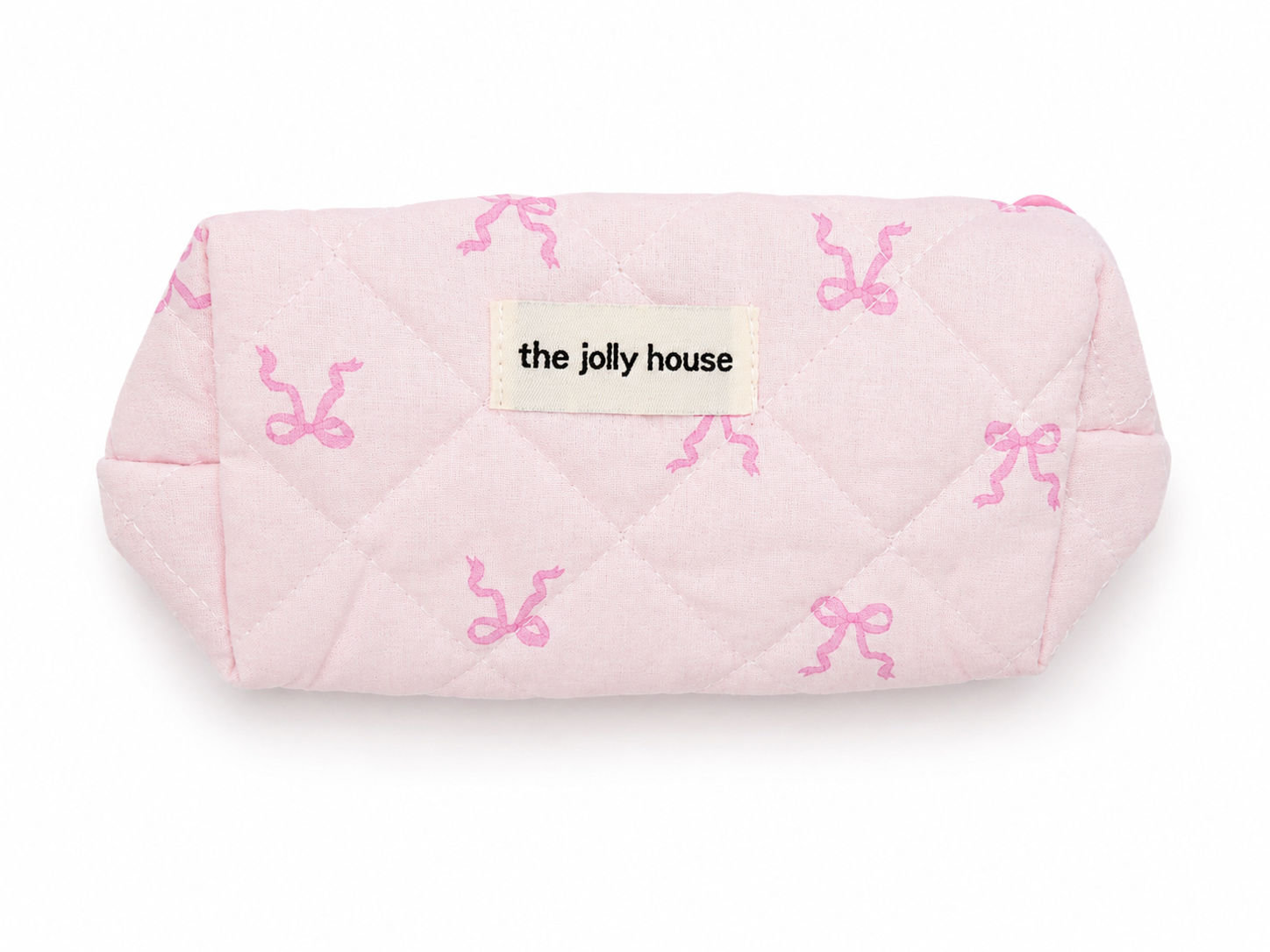 Neceser Acolchado Rosa con Estampado de Lazos.