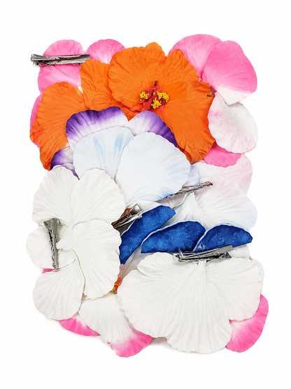 Set de Accesorios Florales Multicolor para el Cabello con Pinzas Metálicas.