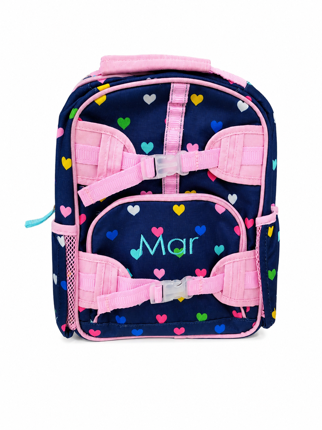 Mochila Infantil con Diseño de Corazones Multicolor.