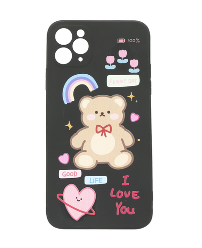 Case para iphone 11 Pro max con diseño de oso de dibujos animados y estilo kawaii.