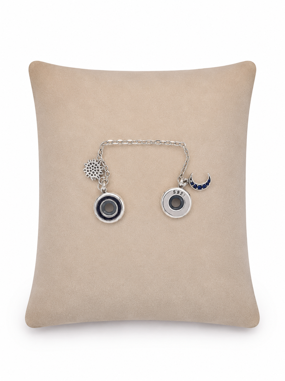 Charm para Pulsera con Colgantes Sol y Luna Color Plateado.