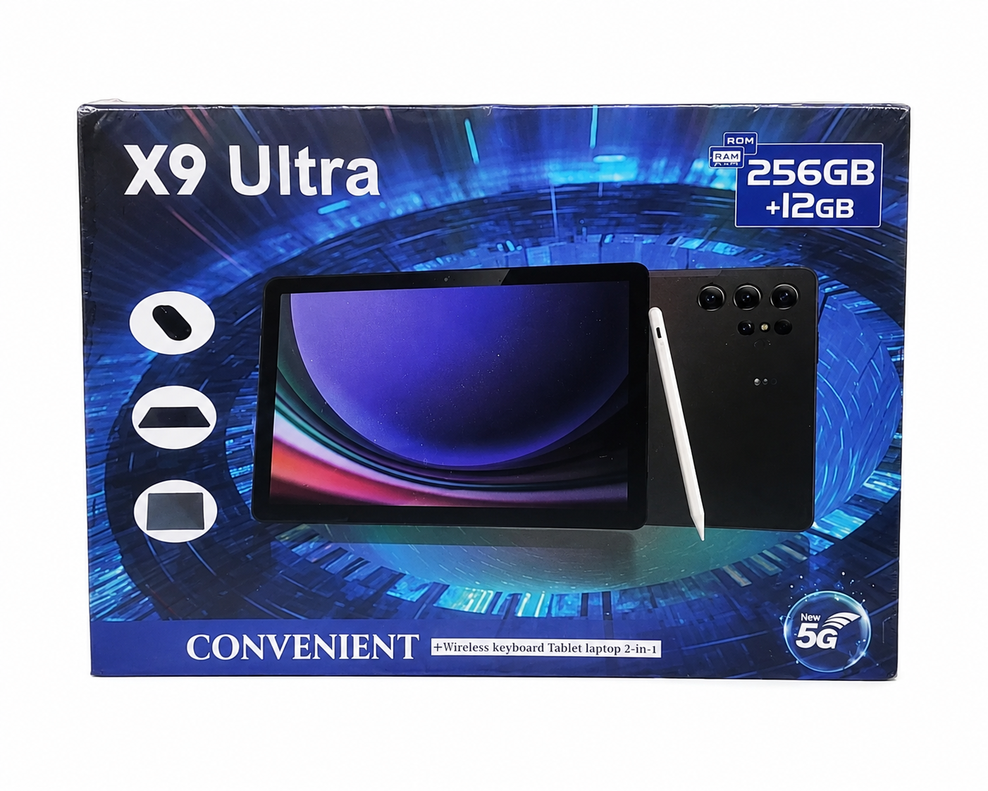 Tablet con pantalla táctil, lápiz digital y almacenamiento de 256 GB color negro.