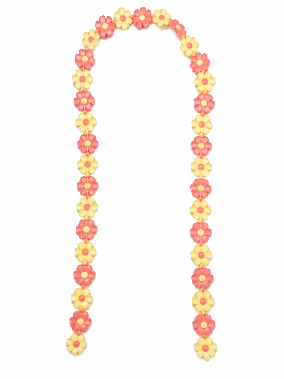 Collar Decorativo de Flores Rosadas y Amarillas con Diseño de Margaritas.