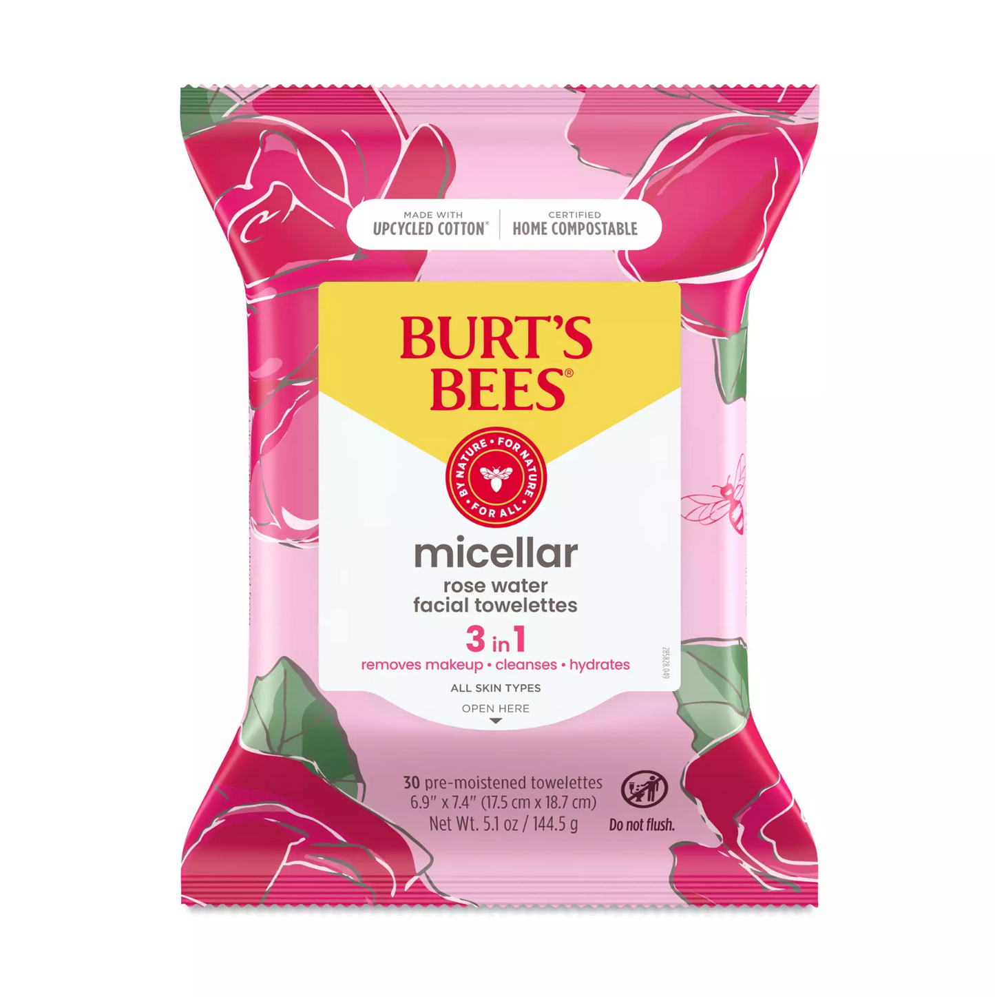 Burt's Bees Micellar Makeup Removing Towelettes, 3 in 1